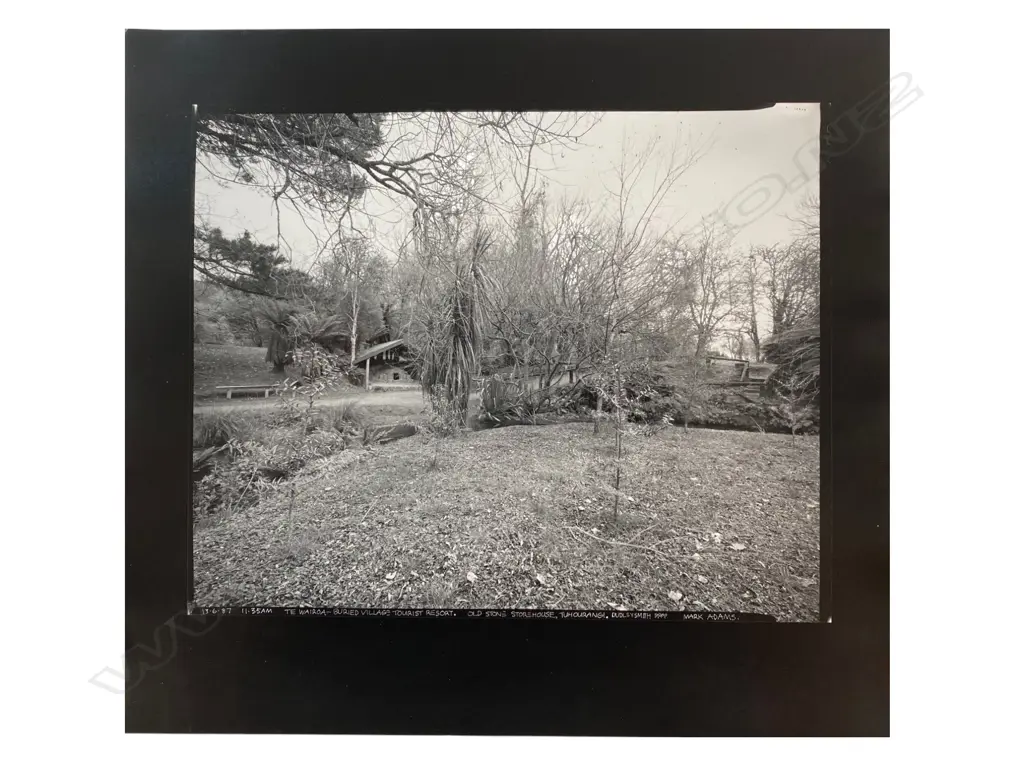 Mark Adams (1949-) - Te Wairoa - Buried Village Tourist Resort. Old Stone Storehouse, Tuhourangi. Dudley Smith Prop Image 1++